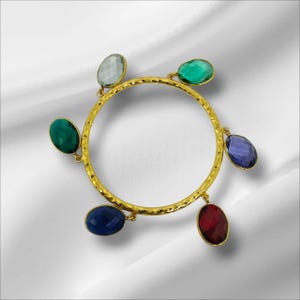 Multi Quarz Edelstein Armreif: Vergoldeter Statement Schmuck