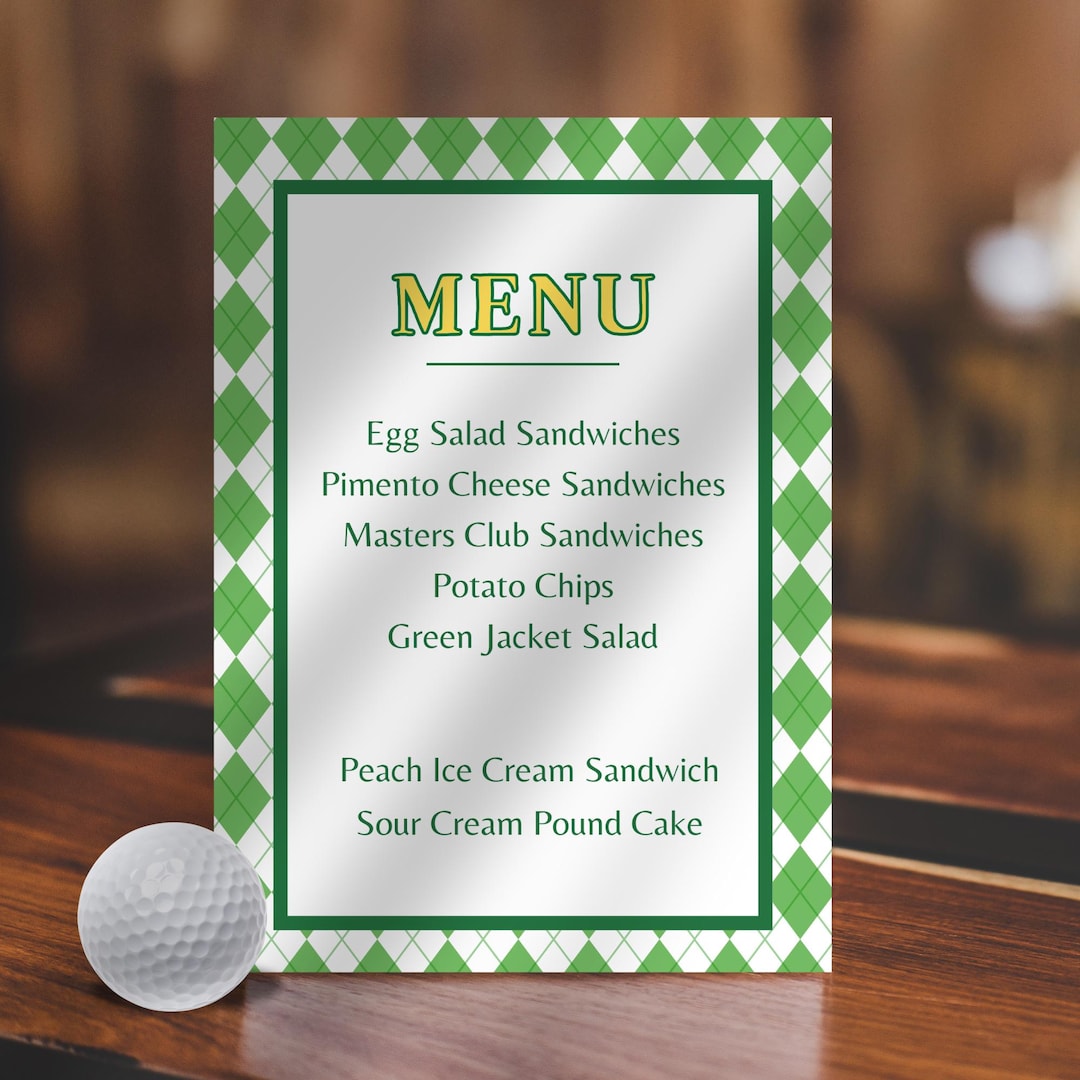 Golf Course Menu Template Golf Theme Menu Card Template, Printable Food Sign, Edit in Canva ...