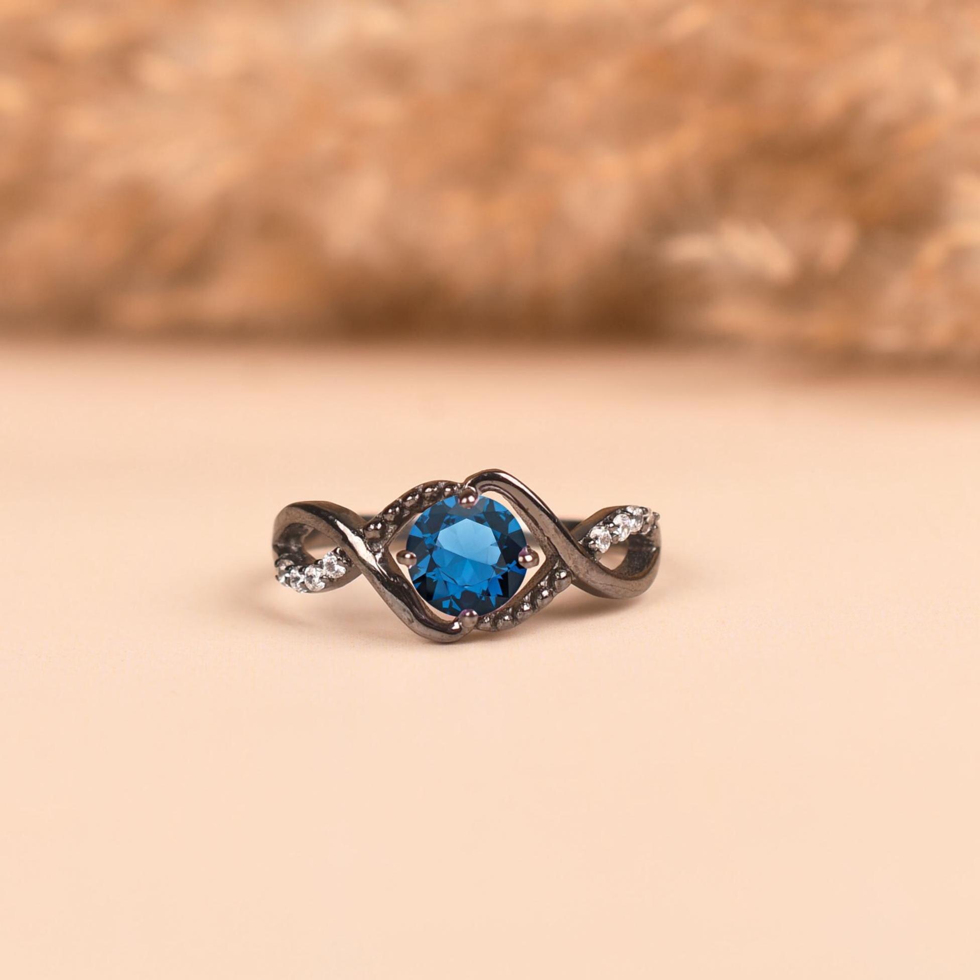 Ocean Teal Sapphire, 925 Sterling Silver Ring , Twist Rings ,september ...