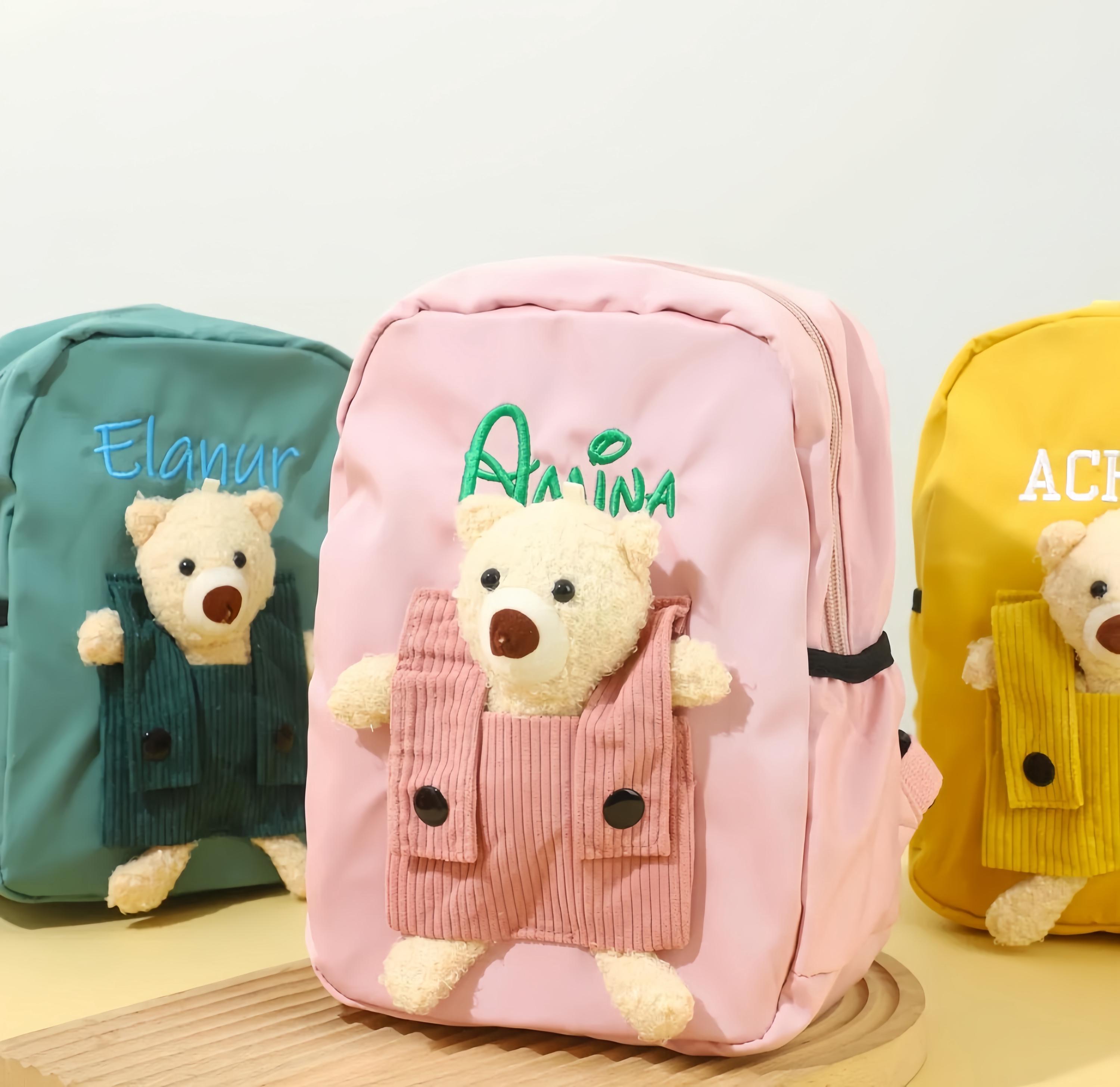 Personalized Embroidered Letter Children's Backpack Strap Dolls ...