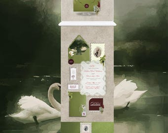 Olive Green Wedding Website Template, Editable Canva Wedding Invitation Website, Romantic Lace Bridal Website Template