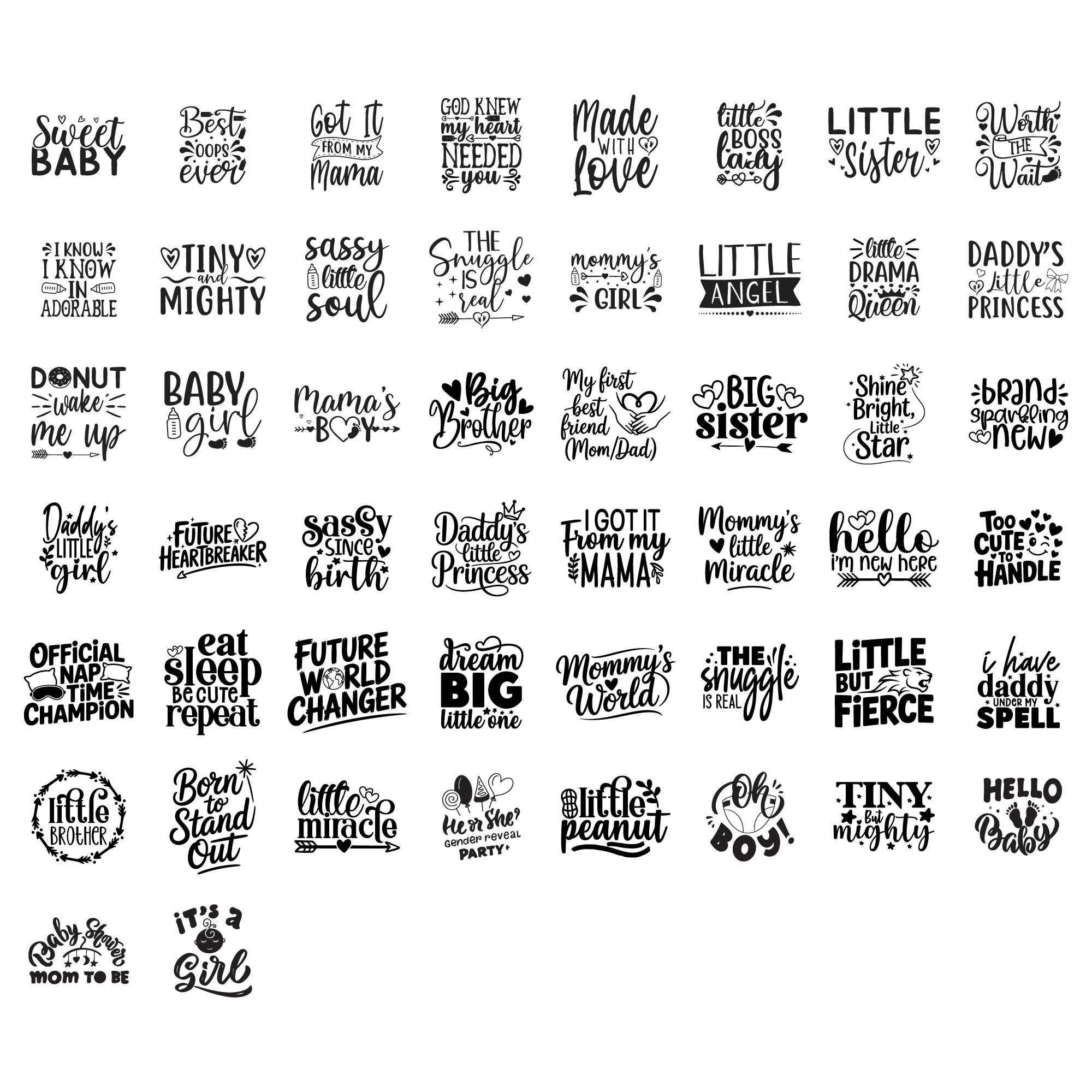 50 Baby Quotes SVG Bundle | Cute & Funny Newborn Sayings for Onesies ...