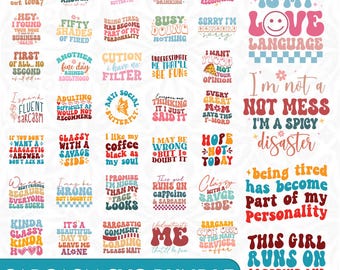 Sarcasm SVG Bundle | Funny and Sarcastic Quote Designs | Retro and Adult Humor SVG Files for Cricut and Sublimation | Instant Download