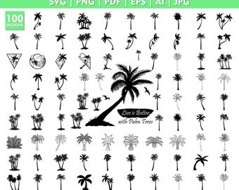 Palm Tree Svg Png Bundle, Palm Tree Beach Tree With Sun Svg, Palm Tree Clipart, Palm Tree Svg, Png, Svg, Jpg, Pdf, AI, Eps, Instant Download