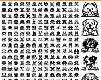 200 Peeking Dog SVG Bundle | Dog Breeds Clipart | Silhouette and Line Art Designs for Cricut & Laser Engraving | Complete Dog Breeds Clipart