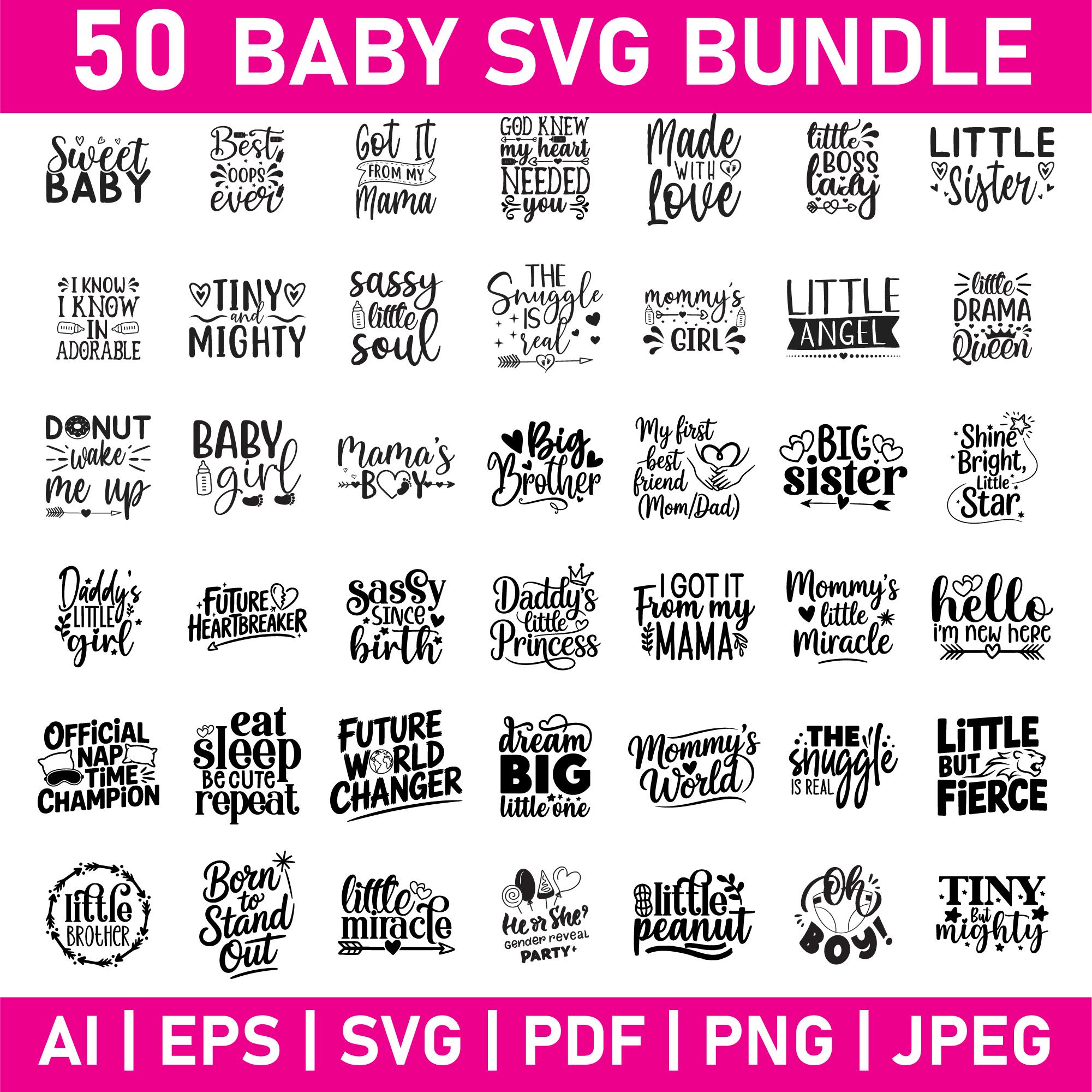 50 Baby Quotes SVG Bundle | Cute & Funny Newborn Sayings for Onesies ...
