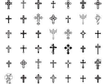 60 christliches Kreuz Clipart, Grunge Kreuz SVG Bundle Jesus Glaube Designs, rustikale religiöse Schnittdateien für Cricut, Kreuz Silhouette,