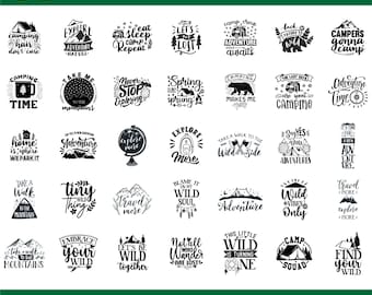 50 Camping SVG Bundle | Camp Life, Camper, Tent & Campfire Clipart | Outdoor Adventure Cut Files SVG PNG for Cricut and Silhouette