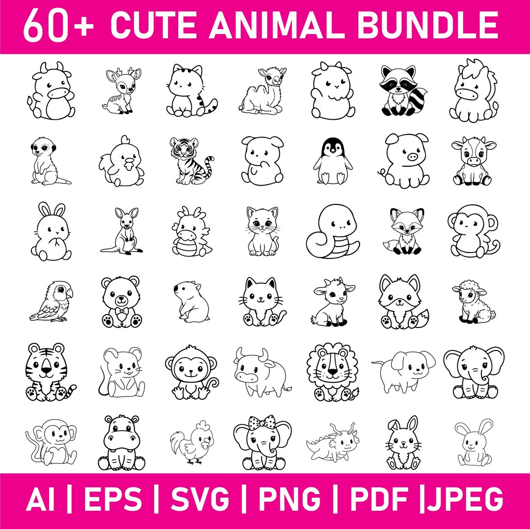 60+ Cute Baby Farm Animal SVG Bundle | Doodle, Safari & Woodland ...