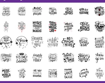 50 Music Notes SVG Bundle | Musical Notes, Symbols and Keys Clipart |  for Cricut & Silhouette | Instant Download,  Music Notes Vector,