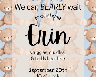 Invitation baby shower d'ours en peluche