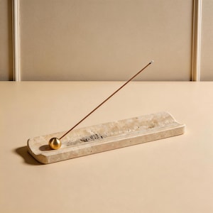 Travertijnmarmer wierookhouder, handgemaakte stenen wierookhouder, Boho Zen Home Frag-accessoire