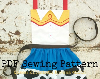 JESSE TOY STORY Child Halloween Costume Apron Pdf Sewing Pattern. Size 2 -Girls 8 Toddler Dress up Birthday Party Cowgirl Photo