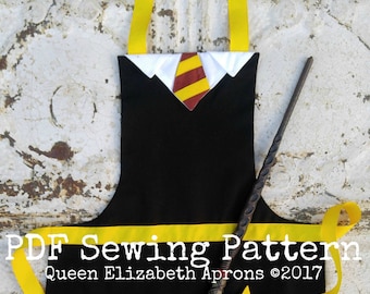 POTTER Harry Wizard Witch Magic School House Child Halloween Costume Apron Pdf Sewing PATTERN Boys Girls sz 2-8 Dress up Play Birthday Party