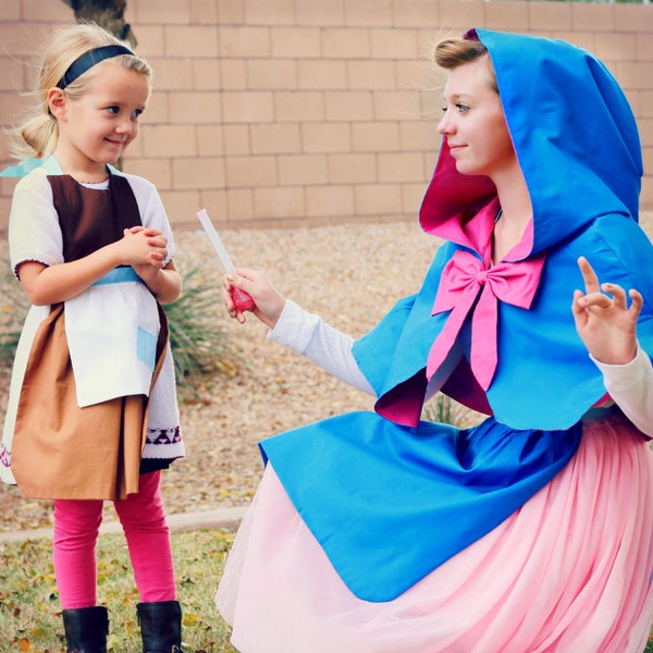 FAIRY GODMOTHER Cinderella CAPE/ Cloak Bow Apron Set. Disney Princess Halloween Costume Apron Birthday Party Teen/ Adult size 8-12 Cosplay