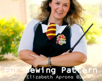 Potter Wizard Witch Magic School House Costume Halloween Apron Pdf Sewing PATTERN. Plus size 12-22 Women Birthday Party Cosplay outfit