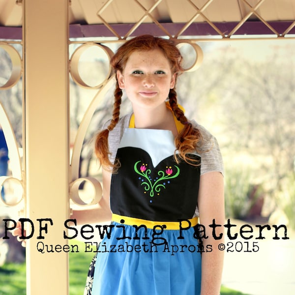 ANNA Frozen Princess Halloween Costume Apron PDF Sewing PATTERN Girls size 9-12 and Teens/ Women 0-12 Birthday Party Dress up Outfit Cosplay