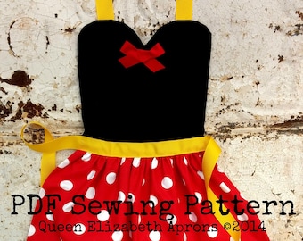 MINNIE MOUSE Cartoon Child Halloween Costume Apron Pdf Sewing PATTERN. Girls size 2-8 Mickey Dress up Play Photo prop Birthday Party cosplay