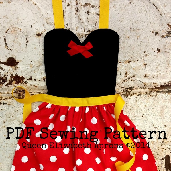 MINNIE MOUSE Cartoon Child Halloween Costume Apron Pdf Sewing PATTERN. Girls size 2-8 Mickey Dress up Play Photo prop Birthday Party cosplay