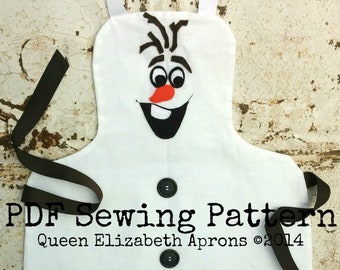 Olaf FROZEN Child Halloween Costume Apron PDF Sewing PATTERN. Boys/ Girls sizes 2-8 Dress up outfit Birthday Party Photo Prop Play Christmas