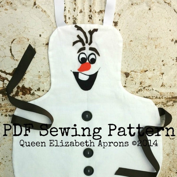 Olaf FROZEN Child Halloween Costume Apron PDF Sewing PATTERN. Boys/ Girls sizes 2-8 Dress up outfit Birthday Party Photo Prop Play Christmas