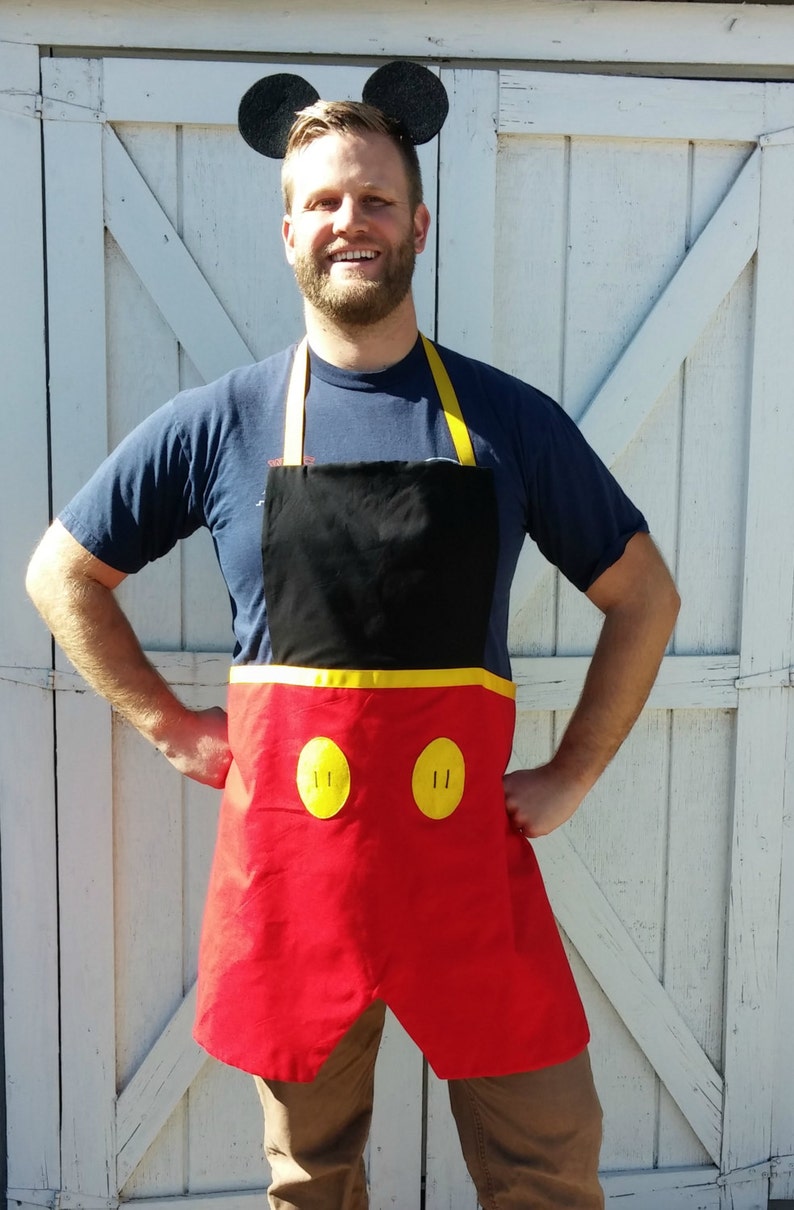 MICKEY MOUSE Disney inspired Costume Apron Fits Adult Men Teens sizes 28-42 Cartoon Birthday Party Prop BBQ Grill Gift Disneyland outfit
