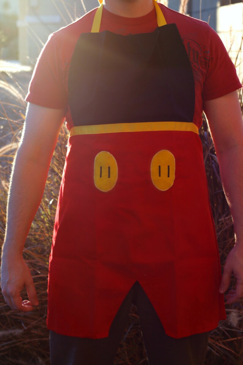 MICKEY MOUSE Disney inspired Costume Apron Fits Adult Men Teens sizes 28-42 Cartoon Birthday Party Prop BBQ Grill Gift Disneyland outfit