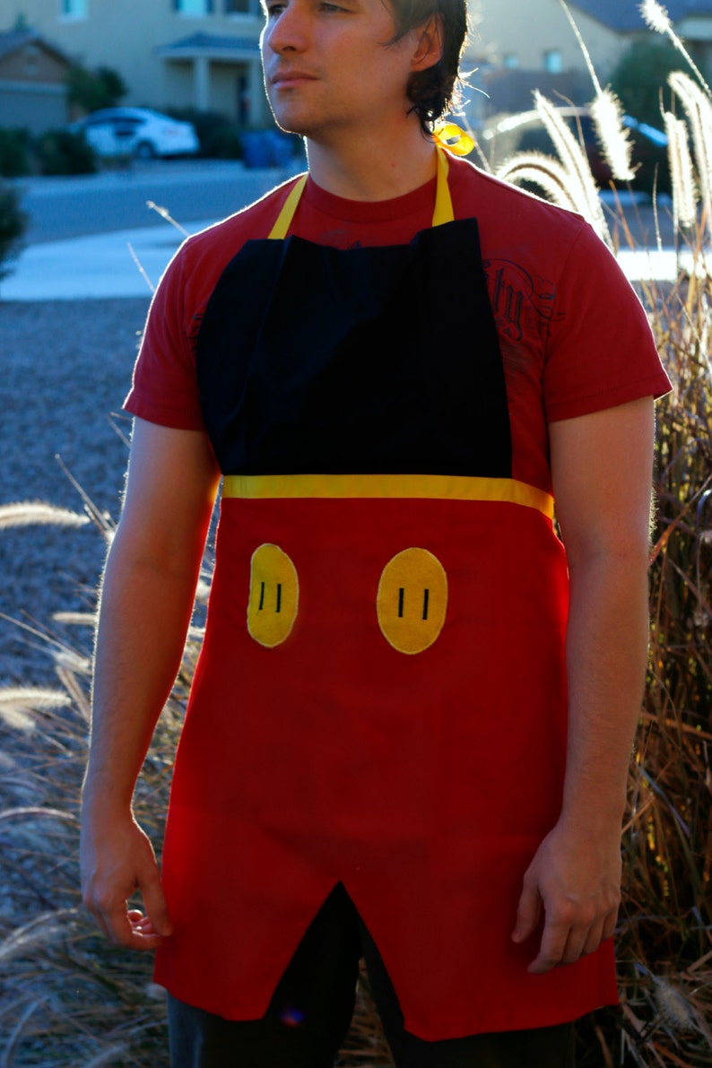 MICKEY MOUSE Disney inspired Costume Apron Fits Adult Men Teens sizes 28-42 Cartoon Birthday Party Prop BBQ Grill Gift Disneyland outfit