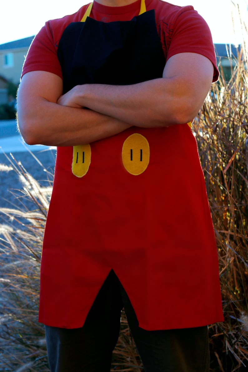 MICKEY MOUSE Disney inspired Costume Apron Fits Adult Men Teens sizes 28-42 Cartoon Birthday Party Prop BBQ Grill Gift Disneyland outfit