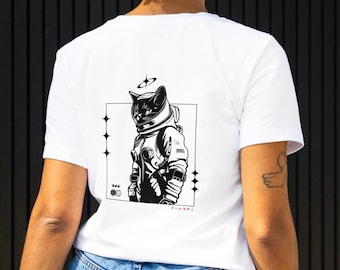 宇宙飛行士猫Tシャツ | 宇宙好きグラフィックシャツ