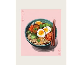Ramen Art Print | Vibrant Asian Kitchen Poster