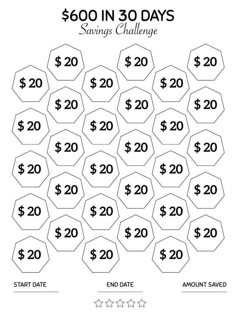 5 Dollar Savings Challenge Printable Save 300 Dollar Money Tracker ...