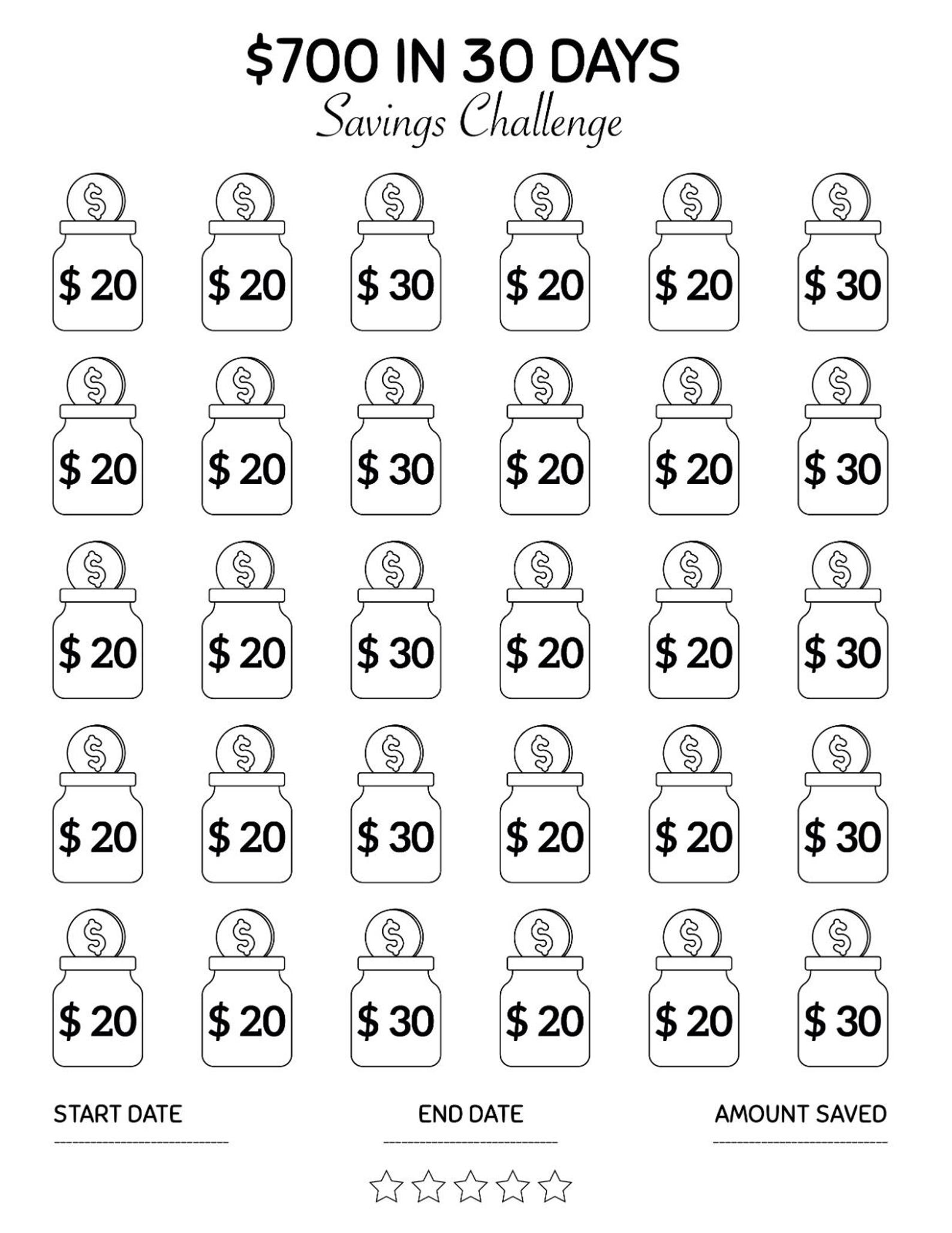 5 Dollar Savings Challenge Printable Save 300 Dollar Money Tracker ...