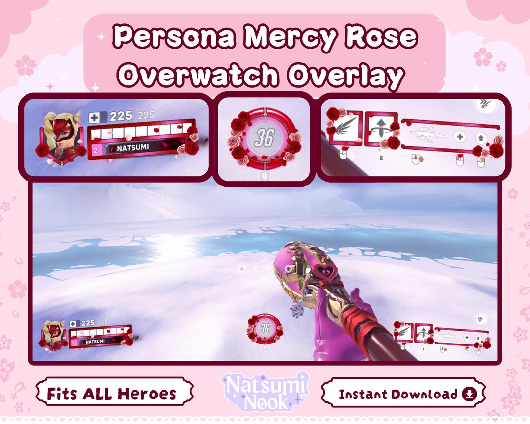 Persona Mercy Roses Overwatch Overlay | HUD Overwatch | Mercy Wings ...