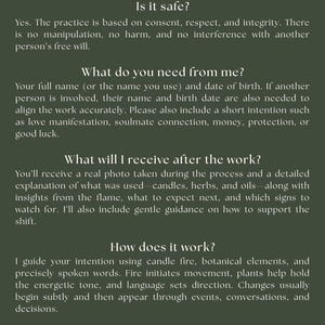 May include: Dark green graphic with white text. The text reads "Q&A" and "Spell by AGATHA". The image provides information about a practice, including safety, requirements, and process details.