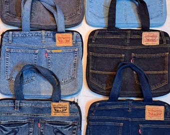Herwerkte/geüpcycled denim laptoptassen – van gerecyclede Levi's denim jeans