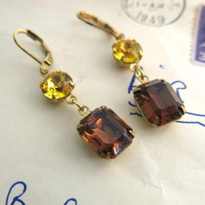 Sunflower Yellow Swarovski Crystal Earrings: 18k Gold Plated Lever Backs