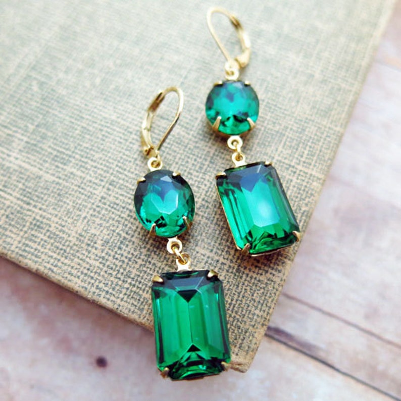 Emerald Earrings Emerald Jewelry Wedding Earrings Emerald Etsy