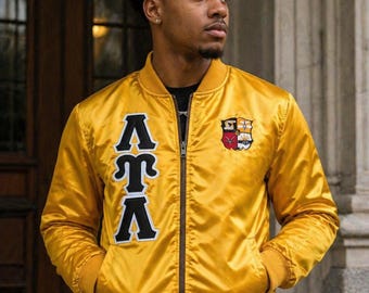 Lambda Upsilon Lambda Custom Greek Jacket, Satin Greek Letter Jacket, Personalized Sorority Jacket, Fraternity Line Jacket,Greek Clothing,