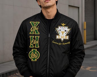 Chi Eta Phi Custom Greek Jacket, Personalized Sorority Jacket, Fraternity Line Jacket,Greek Clothing, Satin Greek Letter Jacket