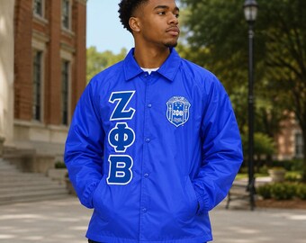 Zeta Phi Beta Greek Line Jacket | Greek Nylon Jacket | Sorority Fraternity Jacket | Greek Life Bomber Jacket | Personalized Greek Jacket