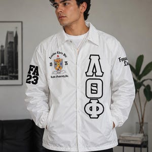 Chaqueta de la fraternidad Lambda Theta Phi / Chaqueta griega de nailon / Chaqueta de hermandad / Chaqueta bomber de la vida griega / Chaqueta griega personalizada