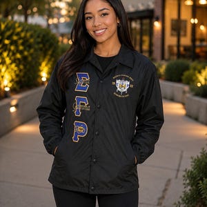 Sigma Gamma Ro Greek Line Jacket | Greek Nylon Jacket | Sorority Fraternity Jacket | Greek Life Bomber Jacket | Personalized Greek Jacket