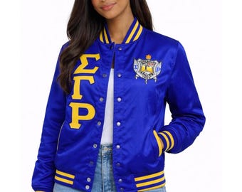 sigma gamma rho  Custom Greek Jacket, Satin Greek Letter Jacket, Personalized Sorority Jacket, Fraternity Line Jacket,Greek Clothing,