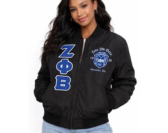 Zeta Phi Beta Custom Greek Jacket, Satin Greek Letter Jacket, Personalized Sorority Jacket, Fraternity Line Jacket,Greek Clothing,