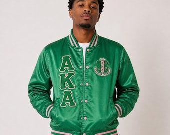Alpha Kappa Alpha Custom Greek Jacket, Satin Greek Letter Jacket, Personalized Sorority Jacket, Fraternity Line Jacket,Greek Clothing,