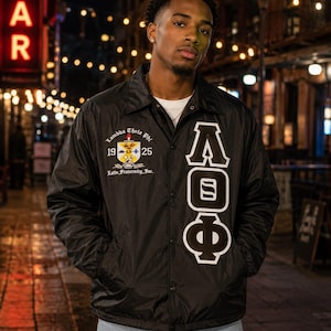 Chaqueta de la fraternidad Lambda Theta Phi / Chaqueta griega de nailon / Chaqueta de hermandad / Chaqueta bomber de la vida griega / Chaqueta griega personalizada