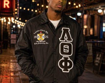 Lambda Theta Phi Greek Line Jacket | Greek Nylon Jacket | Sorority Fraternity Jacket | Greek Life Bomber Jacket | Personalized Greek Jacket