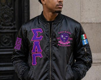 Sigma Lambda Gamma Custom Greek Jacket, Satin Greek Letter Jacket, Personalized Sorority Jacket, Fraternity Line Jacket,Greek Clothing,