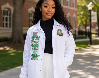 Alpha Kappa Alpha Greek Line Jacket | Greek Nylon Jacket | Sorority Fraternity Jacket | Greek Life Bomber Jacket | Personalized Greek Jacket